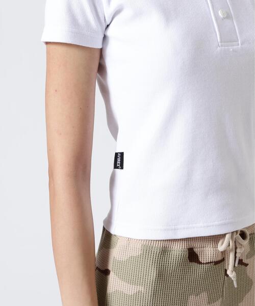AVIREX(アヴィレックス)の「《DAILY/WOMAN》 S/S HENLEY NECK T-SHIRT(Tシャツ/カットソー・レディース・ブラック/ホワイト・M/S)」の3枚目の写真