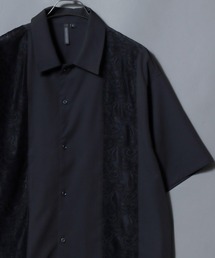 Short-Sleeve Lace Panel Shirt / レースパネル半袖シャツ オープンカラー 開襟シャツ メンズ トップス