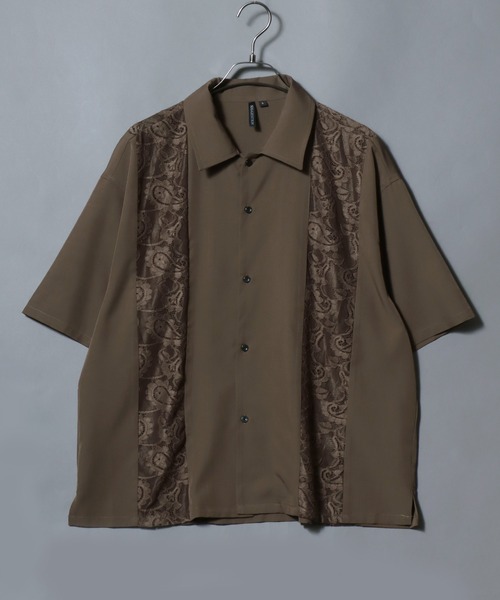ANPAS(アンパス)の「Short-Sleeve Lace Panel Shirt / レースパネル半袖シャツ オープンカラー 開襟シャツ メンズ トップス(シャツ/ブラウス・メンズ・ブラック/ブラウン/ホワイト・L/M)」の10枚目の写真