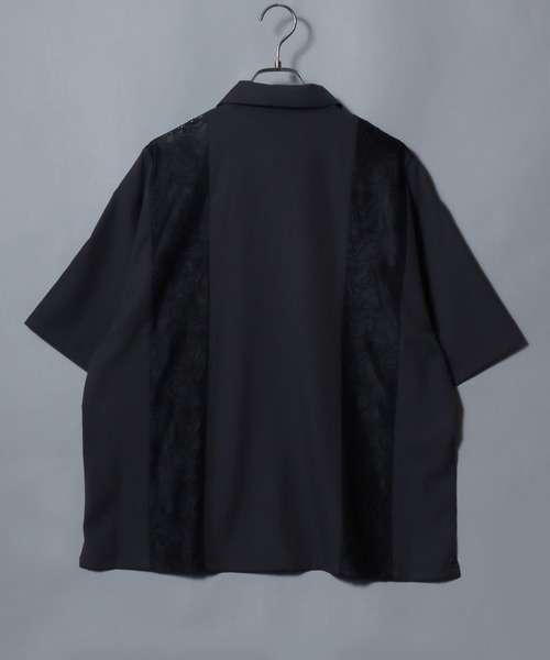ANPAS(アンパス)の「Short-Sleeve Lace Panel Shirt / レースパネル半袖シャツ オープンカラー 開襟シャツ メンズ トップス(シャツ/ブラウス・メンズ・ブラック/ブラウン/ホワイト・L/M)」の8枚目の写真