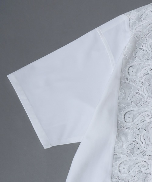 ANPAS(アンパス)の「Short-Sleeve Lace Panel Shirt / レースパネル半袖シャツ オープンカラー 開襟シャツ メンズ トップス(シャツ/ブラウス・メンズ・ブラック/ブラウン/ホワイト・L/M)」の16枚目の写真