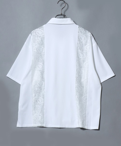 ANPAS(アンパス)の「Short-Sleeve Lace Panel Shirt / レースパネル半袖シャツ オープンカラー 開襟シャツ メンズ トップス(シャツ/ブラウス・メンズ・ブラック/ブラウン/ホワイト・L/M)」の5枚目の写真