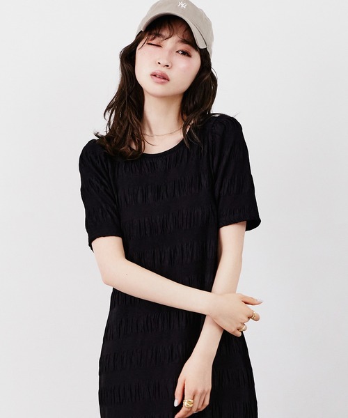 Tiny EDEN(タイニーエデン)の「ぽこぽこカットワンピース(ワンピース・レディース・ブルー/アイボリー/ブラック・FREE)」の18枚目の写真
