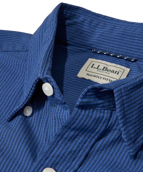 L.L.Bean(エルエルビーン)の「コンフォート・ストレッチ・パフォーマンス・シアサッカー・シャツ、長袖 スライトリー・フィット ストライプ 米国フィット・レギュラー(シャツ/ブラウス・メンズ・ネイビー/ブルー/カーキブラウン・LARGE/MEDIUM/SMALL)」の4枚目の写真