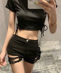 サイドカットハイウエストショートパンツ