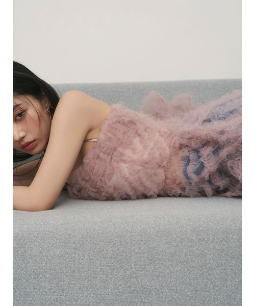 SNIDEL(スナイデル)の「チュール刺繍ベアペプラムトップス(Tシャツ/カットソー・レディース・ダークグレー/ホワイト/ピンク・F)」の15枚目の写真