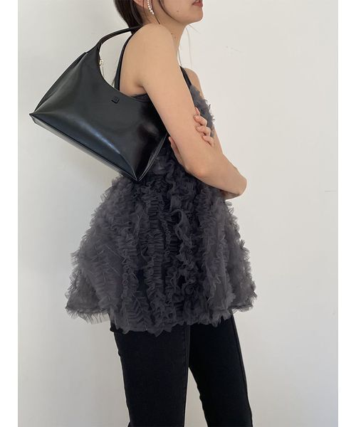 SNIDEL(スナイデル)の「チュール刺繍ベアペプラムトップス(Tシャツ/カットソー・レディース・ダークグレー/ホワイト/ピンク・F)」の18枚目の写真