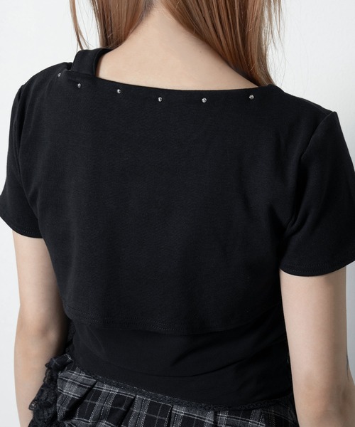 LAZYSLAY(レイジースレイ)の「ベルトストラップジップトップス(Tシャツ/カットソー・レディース・ブラック/グレー・FREE)」の11枚目の写真