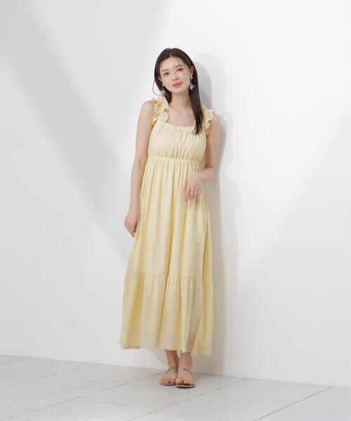 PROPORTION BODY DRESSING(プロポーションボディドレッシング)の「<E>フリルショルダーティアードワンピース / 1216247601(ワンピース・レディース・イエロー/ブラック・SMALL/P/S/MEDIUM)」の1枚目の写真