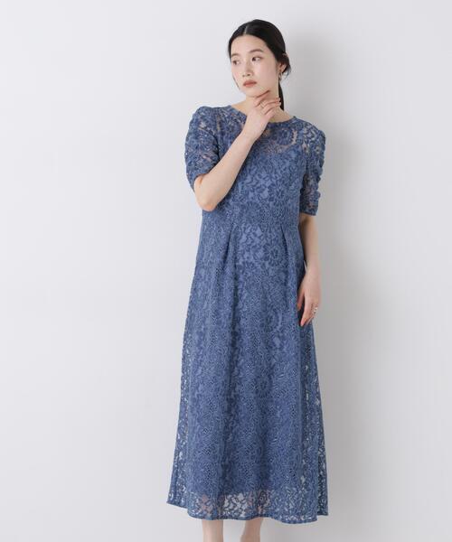kaene(カエン)の「kaene/配色レースエプロンワンピース(ワンピース・レディース・ブルー・38)」の2枚目の写真