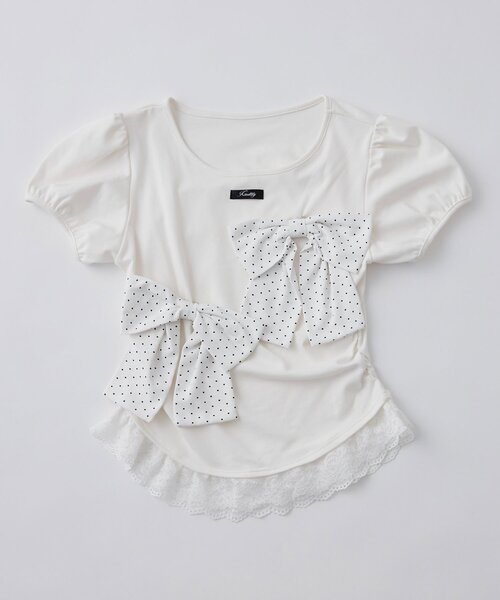 OLIVE des OLIVE(オリーブデオリーブ)の「リボンribbonTシャツ(Tシャツ/カットソー・レディース・トップグレー/オフホワイト/ブラック・FREE)」の16枚目の写真