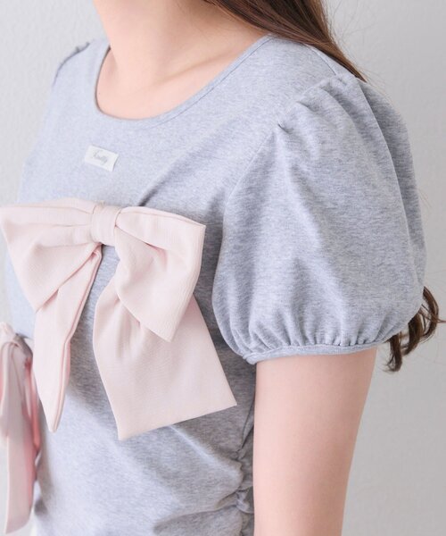 OLIVE des OLIVE(オリーブデオリーブ)の「リボンribbonTシャツ(Tシャツ/カットソー・レディース・トップグレー/オフホワイト/ブラック・FREE)」の7枚目の写真