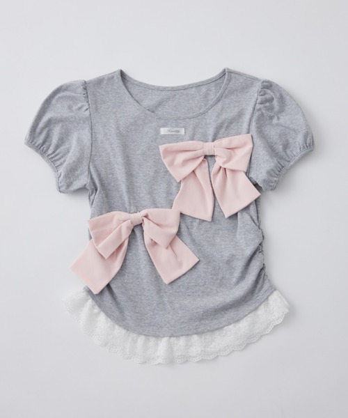 OLIVE des OLIVE(オリーブデオリーブ)の「リボンribbonTシャツ(Tシャツ/カットソー・レディース・トップグレー/オフホワイト/ブラック・FREE)」の8枚目の写真