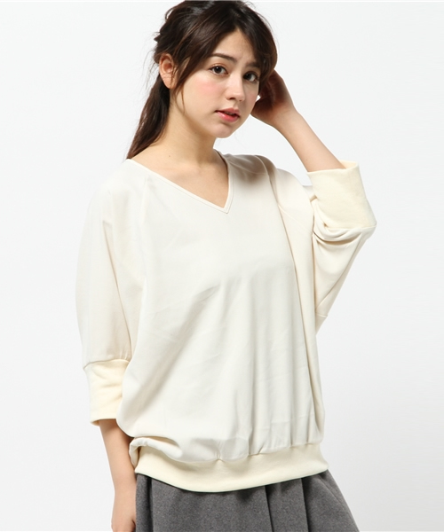 mystic(ミスティック)の「【mystic】スウェードタッチVネックプルオーバー(シャツ/ブラウス・レディース・ピンク/ベージュ/グレー/オフホワイト/ブラック・フリ-)」の2枚目の写真