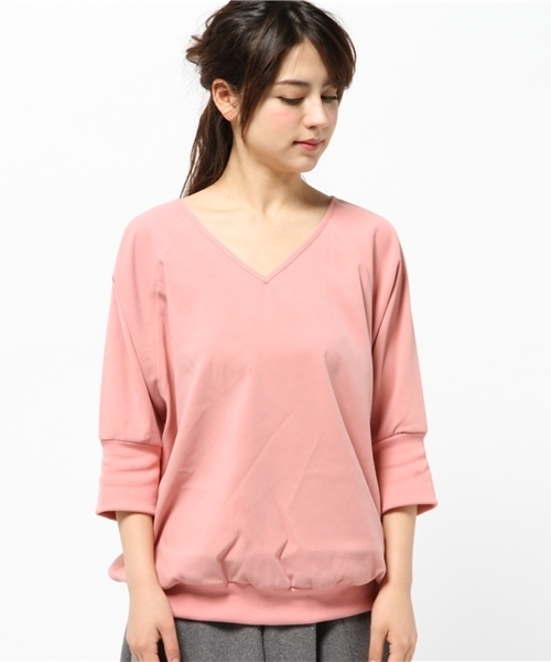 mystic(ミスティック)の「【mystic】スウェードタッチVネックプルオーバー(シャツ/ブラウス・レディース・ピンク/ベージュ/グレー/オフホワイト/ブラック・フリ-)」の8枚目の写真