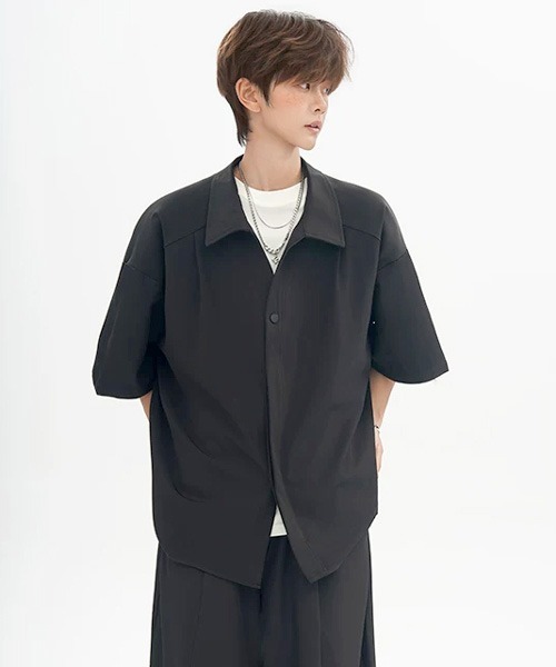neos(ネオス)の「【neos】ユニセックス 比翼 レギュラーカラー ハーフスリーブ シャツ メンズ レディース(シャツ/ブラウス・メンズ・ブルー/ホワイト/ブラック・MEDIUM/LARGE/X-LARGE)」の10枚目の写真