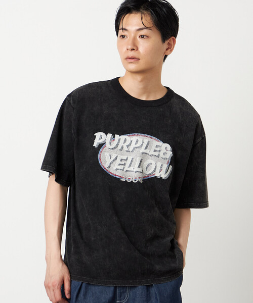 Purple&Yellow(パープルアンドイエロー)の「カスレロゴプリント フロスト半袖Tシャツ(Tシャツ/カットソー・メンズ・ホワイト/ブラック/オレンジ/ミント・SMALL/MEDIUM/LARGE)」の2枚目の写真