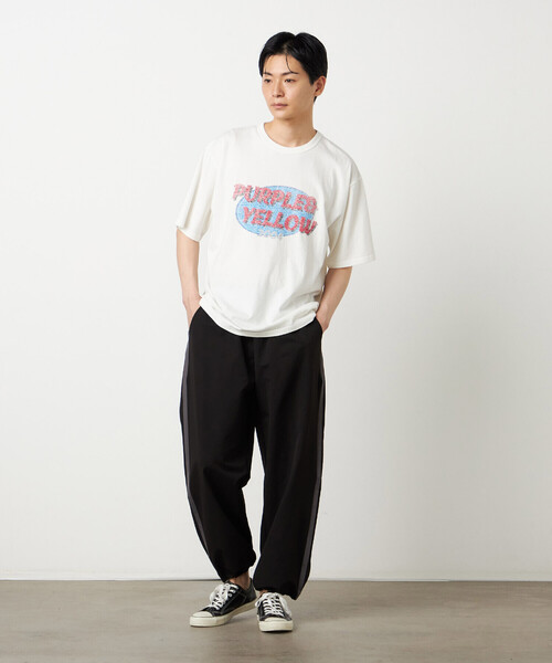 Purple&Yellow(パープルアンドイエロー)の「カスレロゴプリント フロスト半袖Tシャツ(Tシャツ/カットソー・メンズ・ホワイト/ブラック/オレンジ/ミント・SMALL/MEDIUM/LARGE)」の5枚目の写真