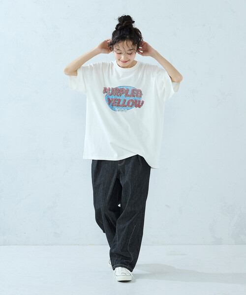 Purple&Yellow(パープルアンドイエロー)の「カスレロゴプリント フロスト半袖Tシャツ(Tシャツ/カットソー・メンズ・ホワイト/ブラック/オレンジ/ミント・SMALL/MEDIUM/LARGE)」の22枚目の写真