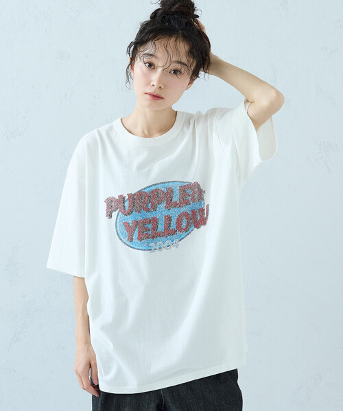 Purple&Yellow(パープルアンドイエロー)の「カスレロゴプリント フロスト半袖Tシャツ(Tシャツ/カットソー・メンズ・ホワイト/ブラック/オレンジ/ミント・SMALL/MEDIUM/LARGE)」の21枚目の写真