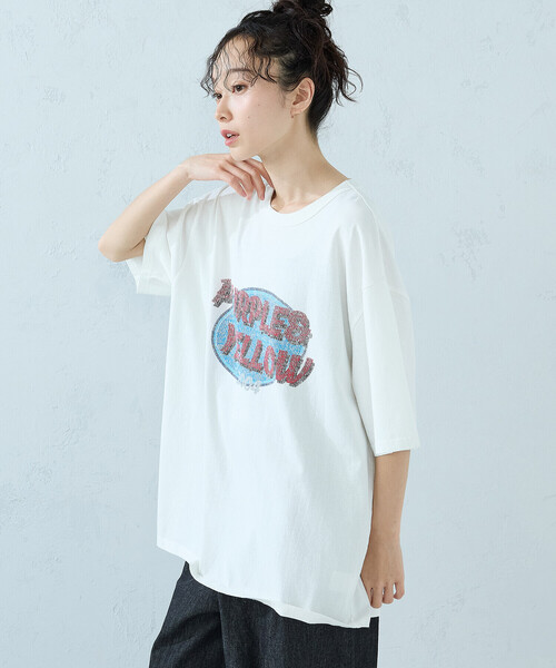 Purple&Yellow(パープルアンドイエロー)の「カスレロゴプリント フロスト半袖Tシャツ(Tシャツ/カットソー・メンズ・ホワイト/ブラック/オレンジ/ミント・SMALL/MEDIUM/LARGE)」の20枚目の写真