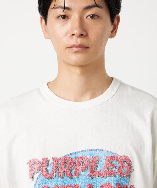 Purple&Yellow(パープルアンドイエロー)の「カスレロゴプリント フロスト半袖Tシャツ(Tシャツ/カットソー・メンズ・ホワイト/ブラック/オレンジ/ミント・SMALL/MEDIUM/LARGE)」の13枚目の写真