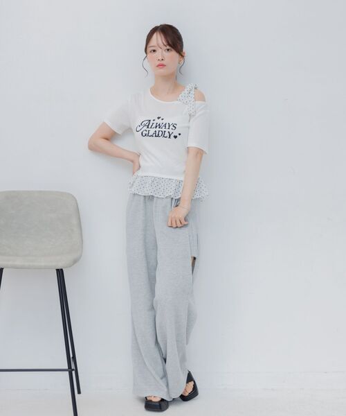 ems excite（エムズエキサイト）の「肩リボンドットフリルCT（Tシャツ/カットソー・レディース・ダークブルー/ホワイト/ライトグレー・FREE）」の22枚目の写真