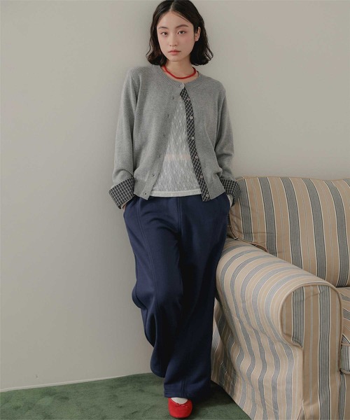 miette(ミエット)の「シャツレイヤード風クルーネックニットカーディガン(カーディガン/ボレロ・レディース・グレー/ブラウン/マスタード・FREE)」の7枚目の写真