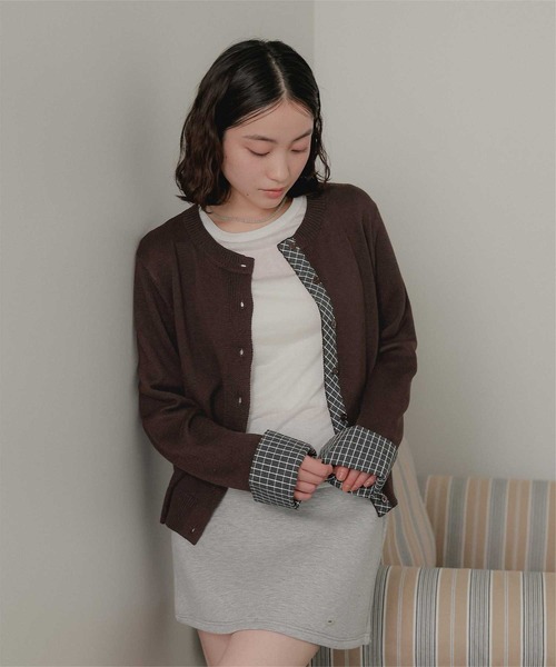 miette(ミエット)の「シャツレイヤード風クルーネックニットカーディガン(カーディガン/ボレロ・レディース・グレー/ブラウン/マスタード・FREE)」の14枚目の写真