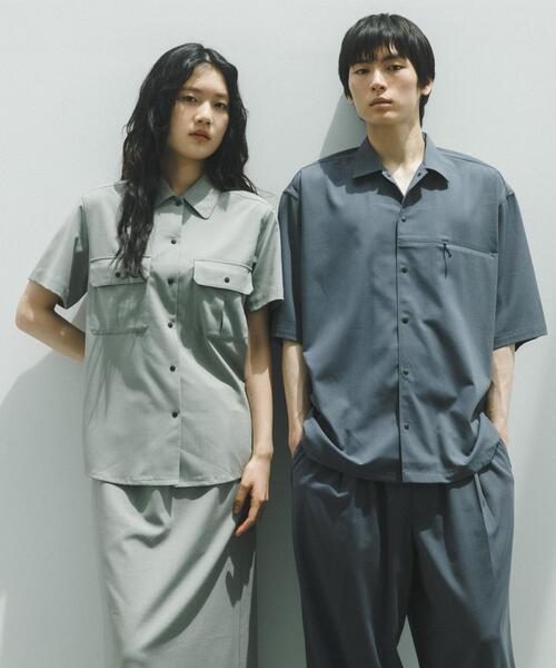 EKAL(エカル)の「『UVカット/静電気防止/イージーケア』SMOOTH WOOLY LIKE サファリシャツ(シャツ/ブラウス・レディース・チャコールグレー/ネイビー/ライトグレー・ONE)」の6枚目の写真