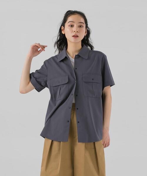 EKAL(エカル)の「SMOOTH WOOLY LIKE サファリシャツ(シャツ/ブラウス・レディース・チャコールグレー/ネイビー/ライトグレー・ONE)」の21枚目の写真
