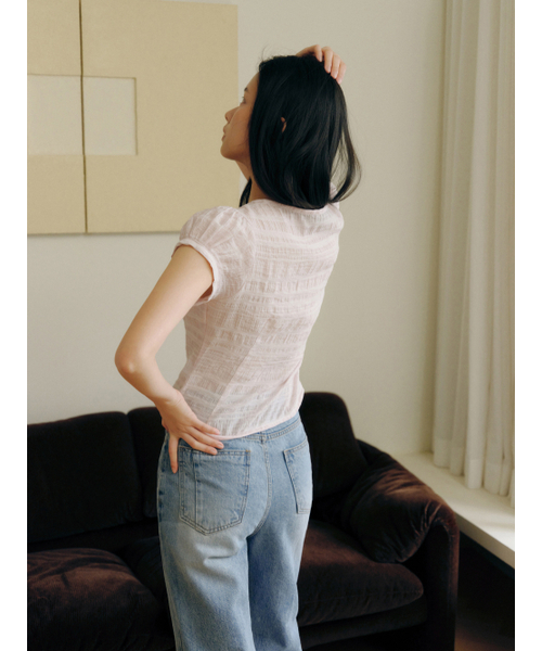 Yuje(ユジェ)の「CUT OUT DENIM 002(Light Blue, 3size)(デニムパンツ・レディース・その他・LARGE/MEDIUM/SMALL)」の5枚目の写真