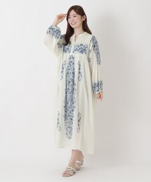 リゾート 単色フラワーワンピース