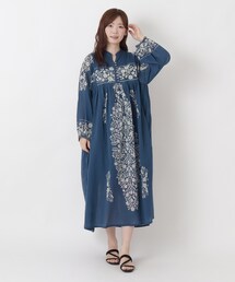 リゾート 単色フラワーワンピース
