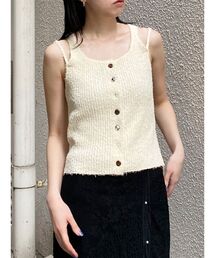 ランダムボタンニットタンク　夏服