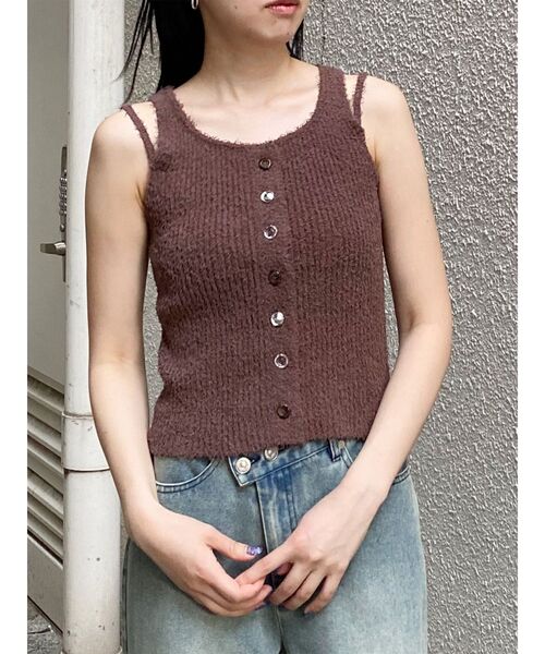 MURUA(ムルーア)の「ランダムボタンニットタンク 夏服(タンクトップ・レディース・ブルー/ブラウン/アイボリー・FREE)」の17枚目の写真