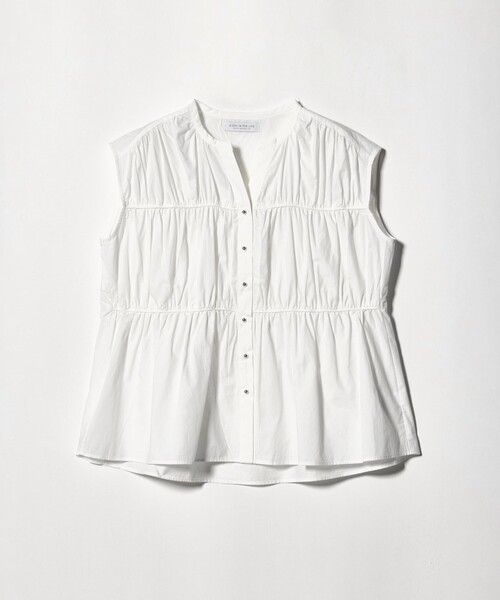 A DAY IN THE LIFE UNITED ARROWS(アデイインザライフユナイテッドアローズ)の「コットンギャザー スキッパー ノースリーブブラウス<A DAY IN THE LIFE>(シャツ/ブラウス・レディース・オフホワイト/オリーブ/ネイビー・FREE)」の1枚目の写真
