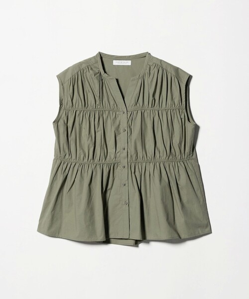 A DAY IN THE LIFE UNITED ARROWS(アデイインザライフユナイテッドアローズ)の「コットンギャザー スキッパー ノースリーブブラウス<A DAY IN THE LIFE>(シャツ/ブラウス・レディース・オフホワイト/オリーブ/ネイビー・FREE)」の3枚目の写真