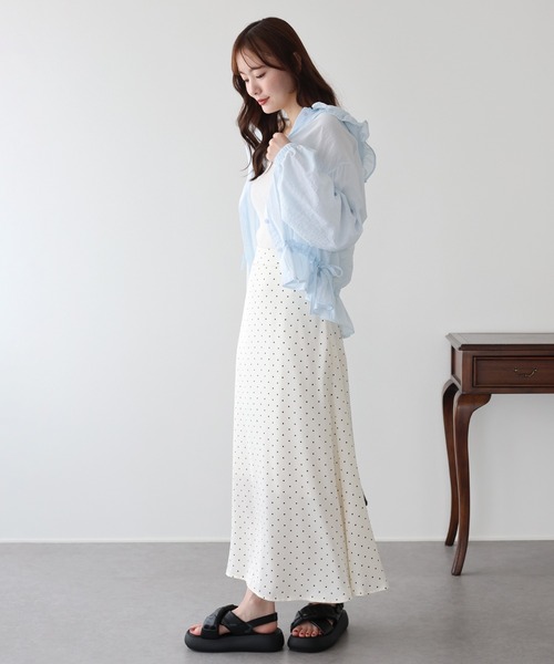 BLUEEAST(ブルーイースト)の「フード付きフリルシアーシャツ(シャツ/ブラウス・レディース・ホワイト/ブルー/イエロー・MEDIUM)」の21枚目の写真