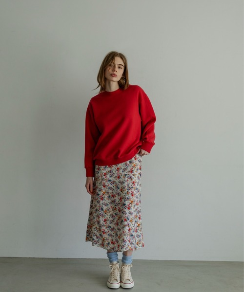 MEYAME(メヤメ)の「MEYAME/メヤメ スイッチングパターンスウェット SWITCHING PATTERN SWEAT(BRUSHED LINING) MEY-2505(スウェット・レディース・レッド/チャコールグレー・FREE)」の1枚目の写真
