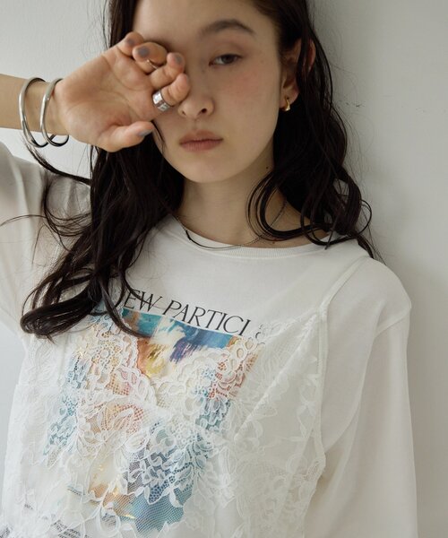 DISCOAT（ディスコート）の「【Noka】アートTシャツ（Tシャツ/カットソー・レディース・チャコールグレー/オフホワイト・FREE）」の3枚目の写真