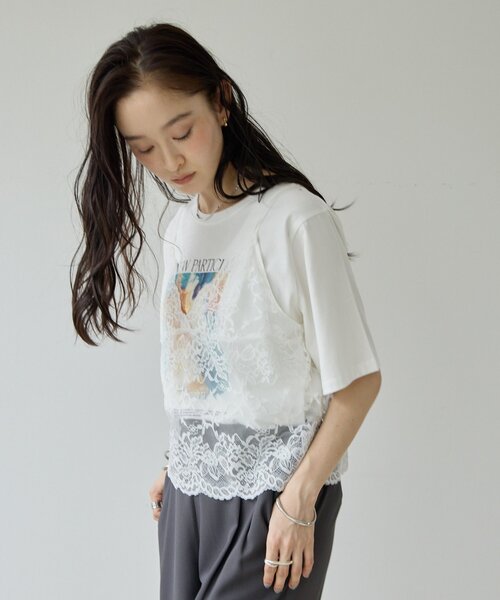 DISCOAT（ディスコート）の「【Noka】アートTシャツ（Tシャツ/カットソー・レディース・チャコールグレー/オフホワイト・FREE）」の4枚目の写真
