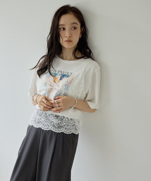 DISCOAT（ディスコート）の「【Noka】アートTシャツ（Tシャツ/カットソー・レディース・チャコールグレー/オフホワイト・FREE）」の5枚目の写真