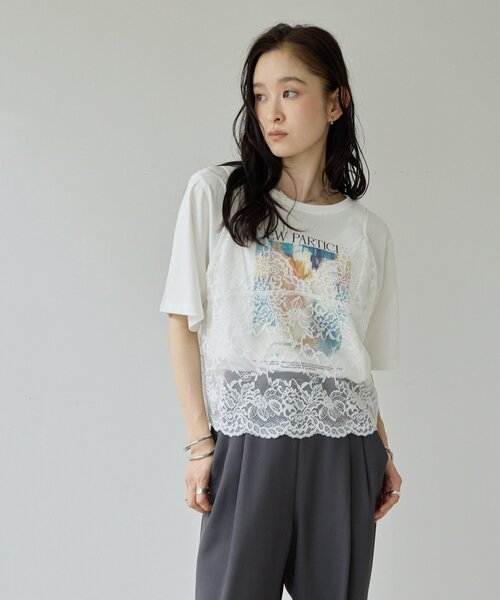 DISCOAT（ディスコート）の「【Noka】アートTシャツ（Tシャツ/カットソー・レディース・チャコールグレー/オフホワイト・FREE）」の6枚目の写真