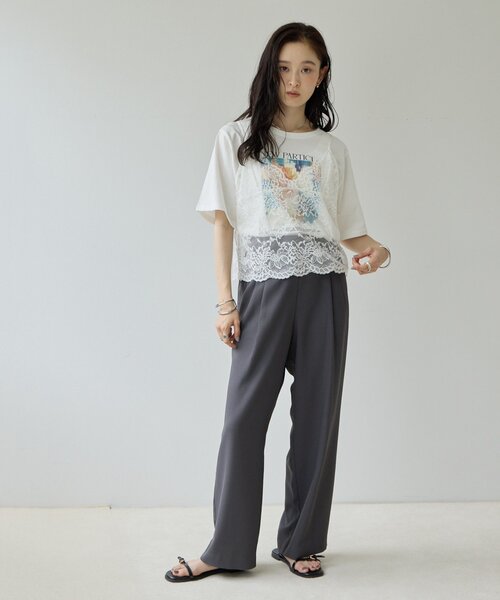 DISCOAT（ディスコート）の「【Noka】アートTシャツ（Tシャツ/カットソー・レディース・チャコールグレー/オフホワイト・FREE）」の7枚目の写真
