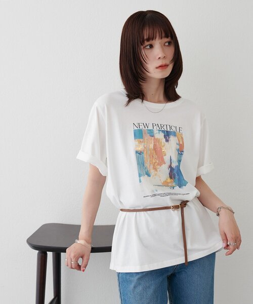 DISCOAT（ディスコート）の「【Noka】アートTシャツ（Tシャツ/カットソー・レディース・チャコールグレー/オフホワイト・FREE）」の9枚目の写真