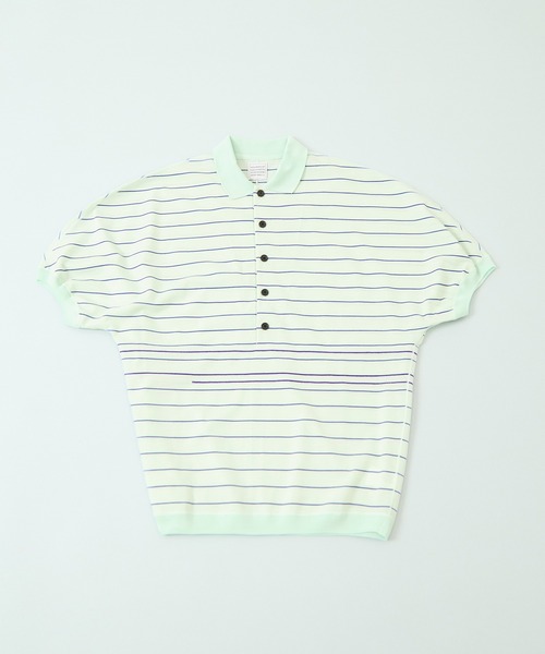 GOOD PEOPLE GOOD STITCHING GOOD PRODUCT（グッドピープルグッドスティッチンググッドプロダクト）の「GOOD PEOPLE GOOD STITCHING GOOD PRODUCT Dual Stripe Knit Half Sleeve Polo（ポロシャツ・レディース・ミント・FREE）」の2枚目の写真