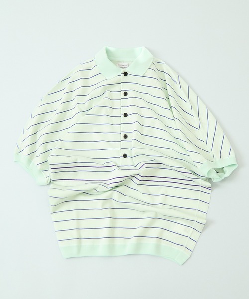 GOOD PEOPLE GOOD STITCHING GOOD PRODUCT（グッドピープルグッドスティッチンググッドプロダクト）の「GOOD PEOPLE GOOD STITCHING GOOD PRODUCT Dual Stripe Knit Half Sleeve Polo（ポロシャツ・レディース・ミント・FREE）」の20枚目の写真