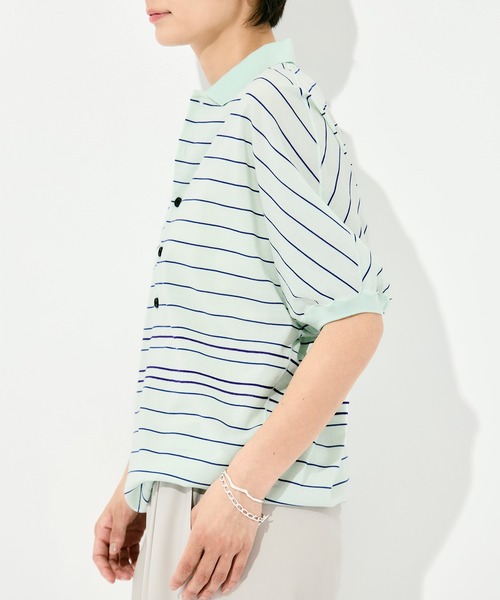 GOOD PEOPLE GOOD STITCHING GOOD PRODUCT（グッドピープルグッドスティッチンググッドプロダクト）の「GOOD PEOPLE GOOD STITCHING GOOD PRODUCT Dual Stripe Knit Half Sleeve Polo（ポロシャツ・レディース・ミント・FREE）」の9枚目の写真