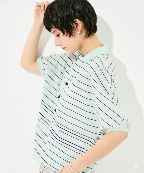 GOOD PEOPLE GOOD STITCHING GOOD PRODUCT（グッドピープルグッドスティッチンググッドプロダクト）の「GOOD PEOPLE GOOD STITCHING GOOD PRODUCT Dual Stripe Knit Half Sleeve Polo（ポロシャツ・レディース・ミント・FREE）」の10枚目の写真